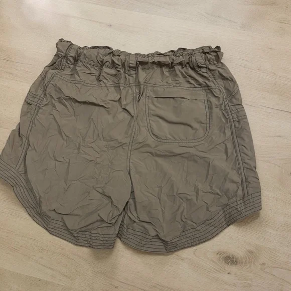 Free People Olive Drawstring Paperbag Waist Athletic Shorts - Picture 2 of 9